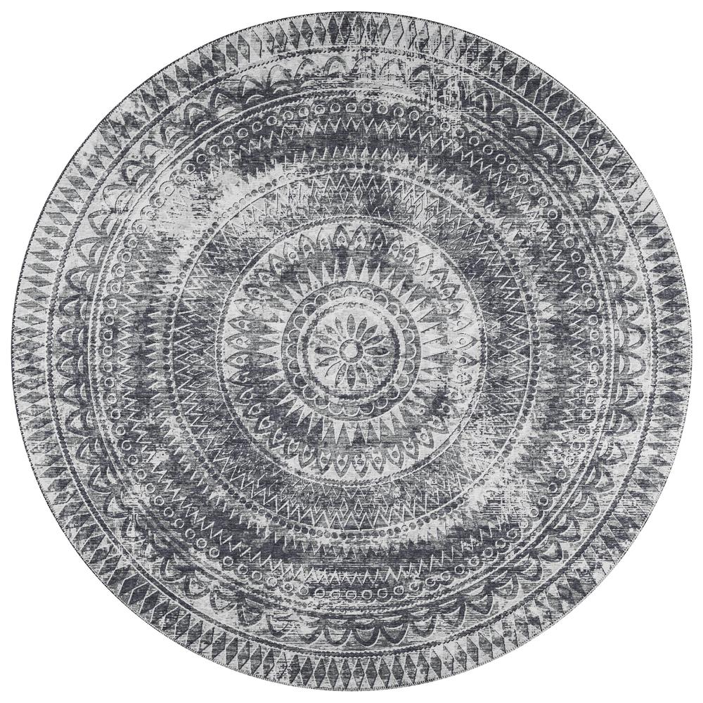 Indoor/Outdoor Sedona SN7 Pewter Washable 6' x 6' Round Rug. Picture 1
