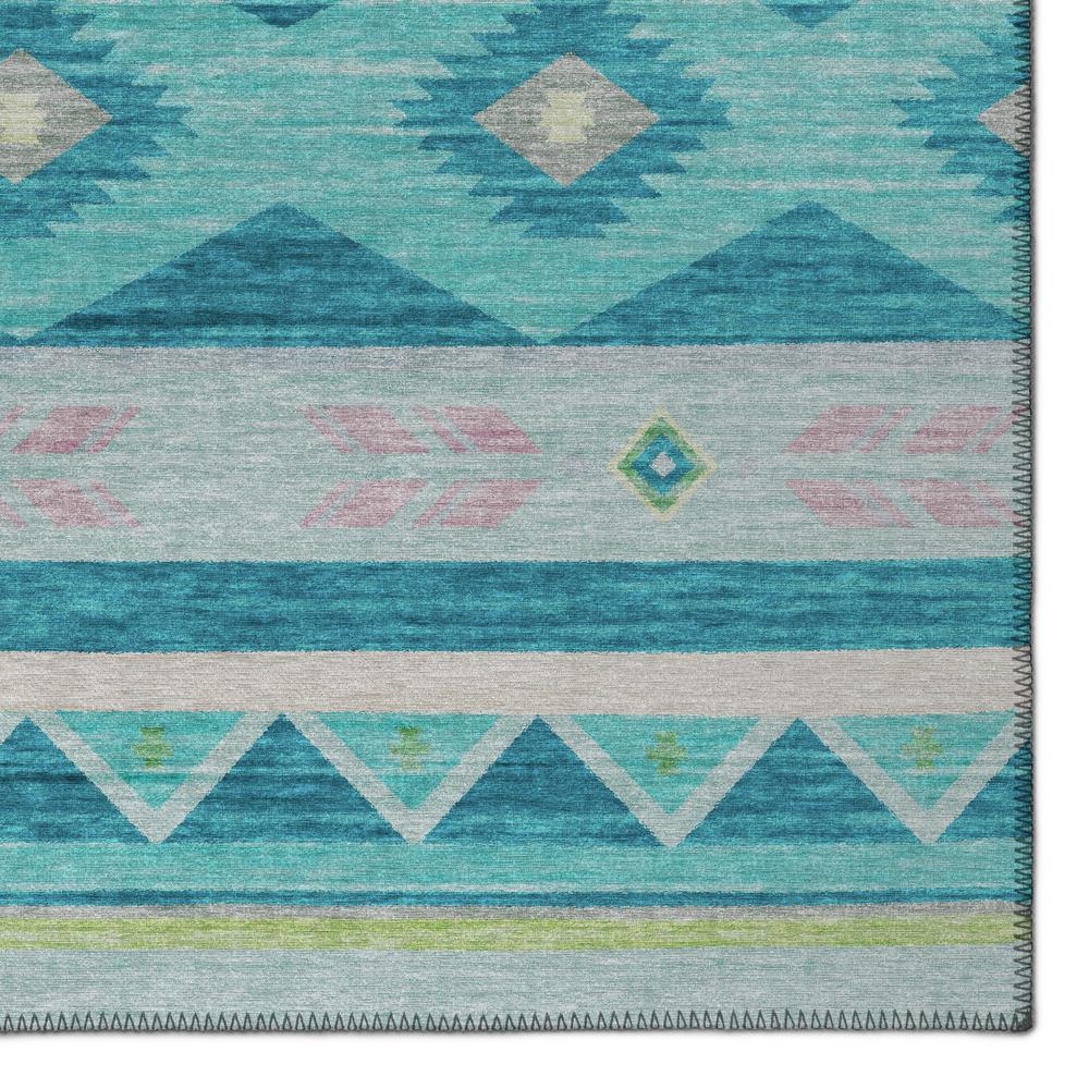Indoor/Outdoor Sonora ASO33 Peacock Washable 2'3" x 7'6" Runner Rug. Picture 3