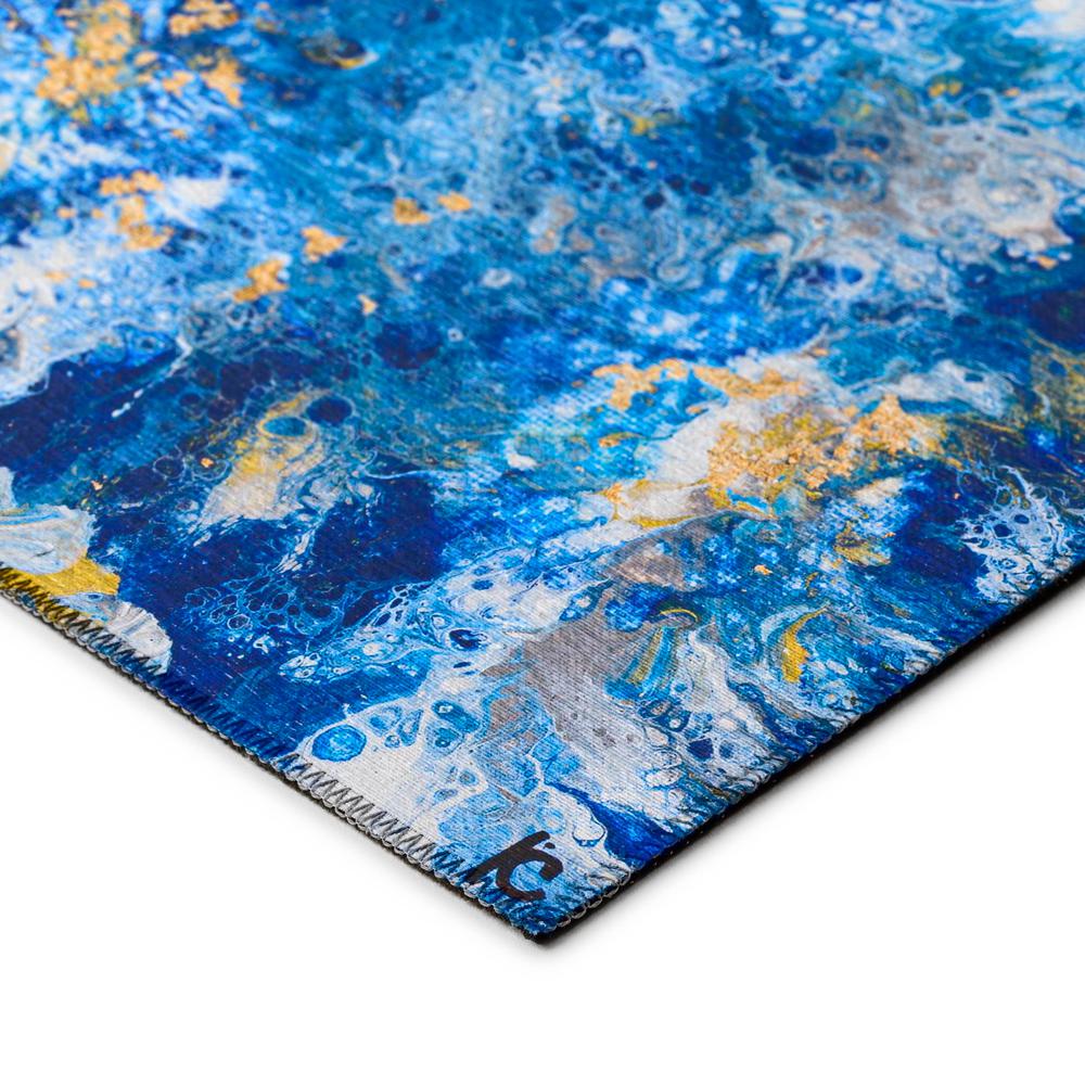 Karina Blue Modern Abstract 10' x 14' Area Rug Blue AKC47. Picture 3