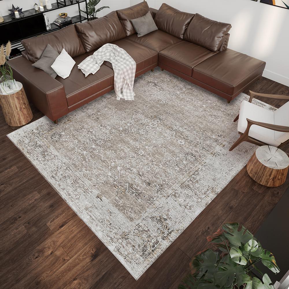 Indoor/Outdoor Marbella MB2 Taupe Washable 8' x 10' Rug. Picture 2