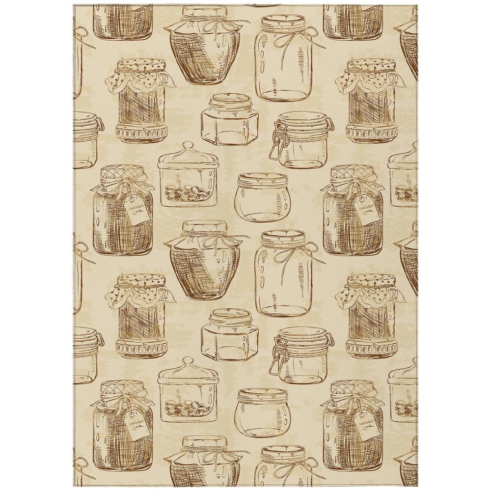 Indoor/Outdoor Kendall KE18 Parchment Washable 3' x 5' Rug. Picture 1