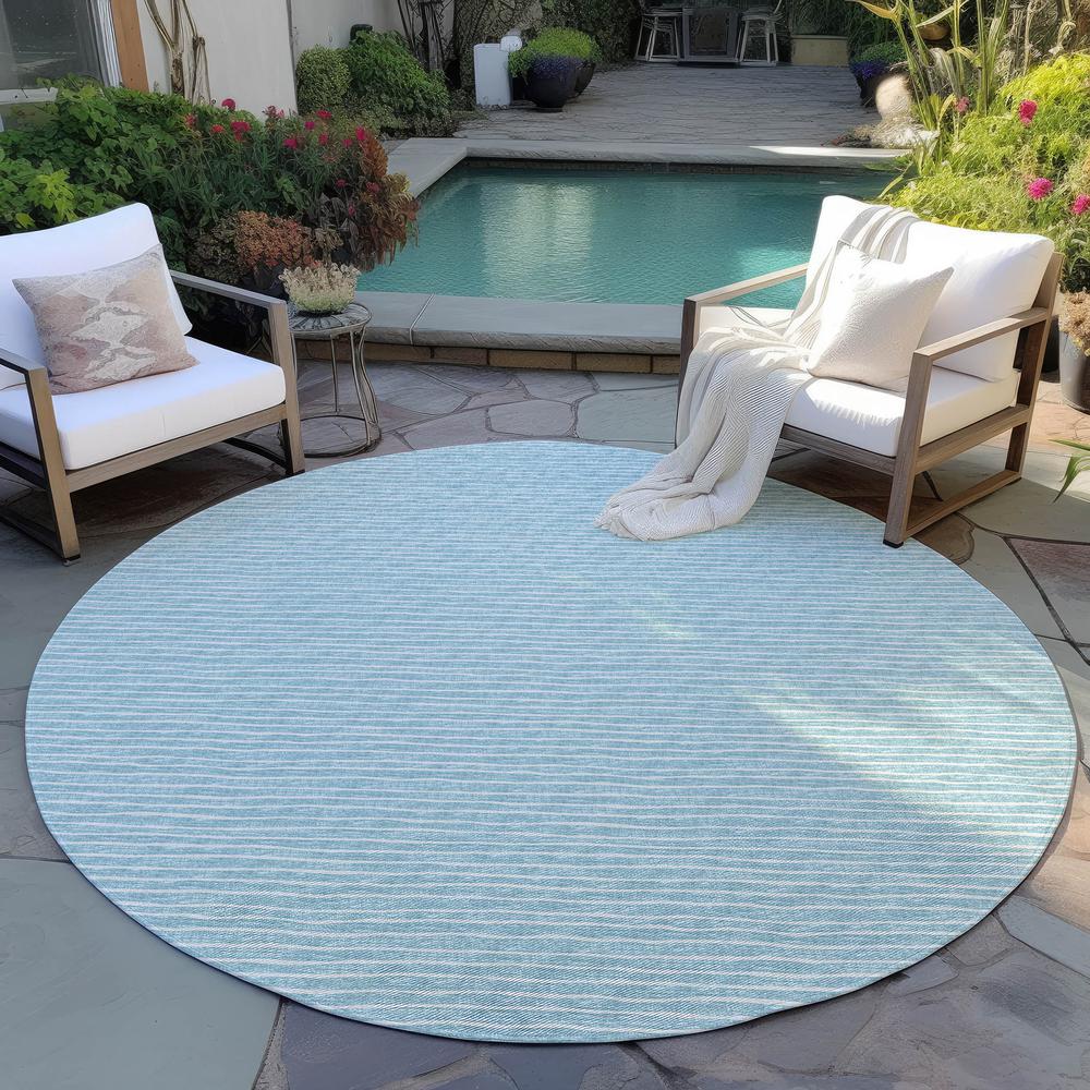 Indoor/Outdoor Laidley LA1 Sky Blue Washable 6' x 6' Rug. Picture 8