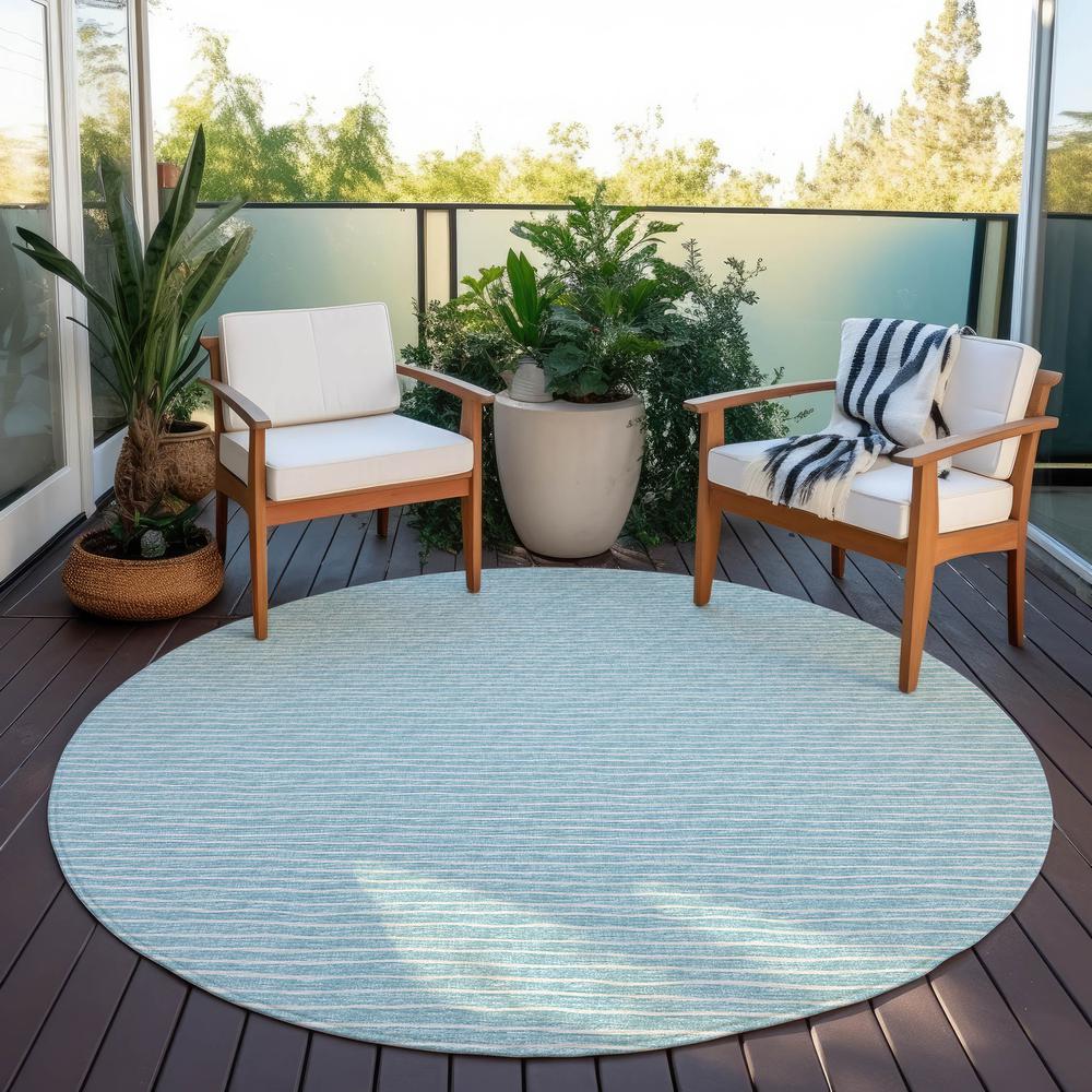 Indoor/Outdoor Laidley LA1 Sky Blue Washable 6' x 6' Rug. Picture 9