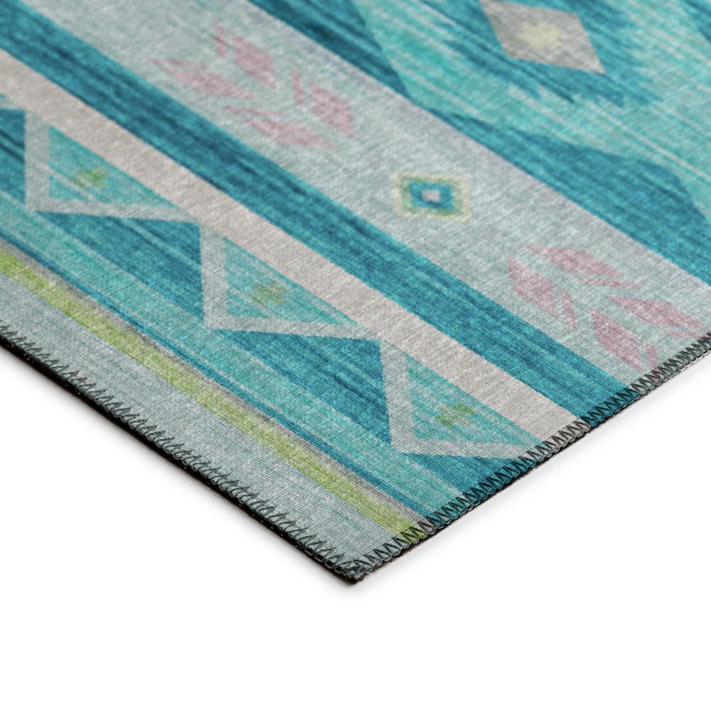 Indoor/Outdoor Sonora ASO33 Peacock Washable 2'3" x 7'6" Runner Rug. Picture 4