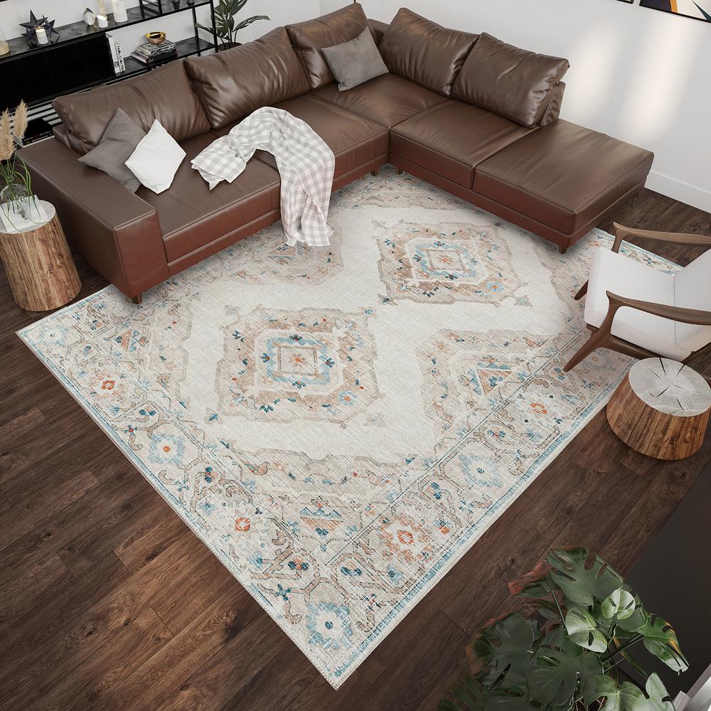 Indoor/Outdoor Marbella MB1 Ivory Washable 8' x 10' Rug. Picture 2
