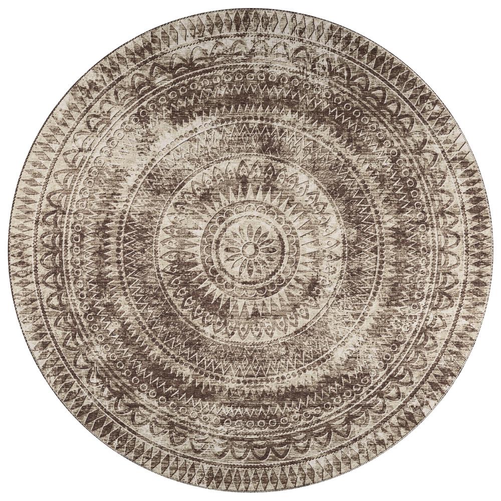 Indoor/Outdoor Sedona SN7 Taupe Washable 6' x 6' Round Rug. Picture 1
