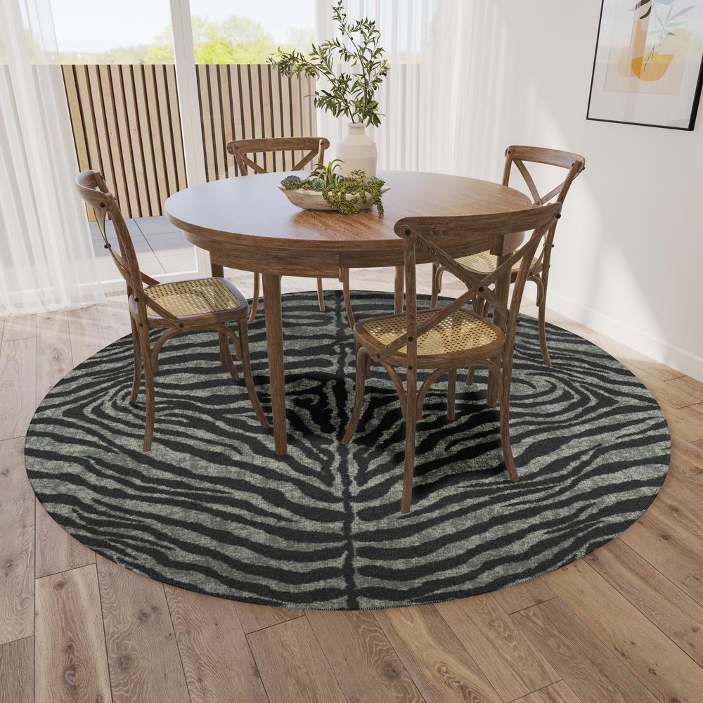 Indoor/Outdoor Mali ML1 Midnight Washable 6' x 6' Round Rug. Picture 2