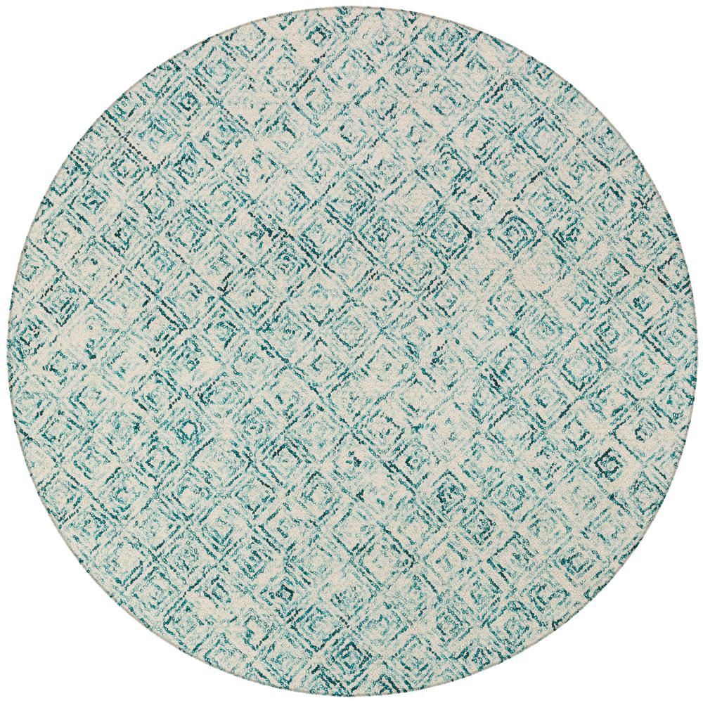 Zoe ZZ1 Teal 4' x 4' Round Rug. Picture 1