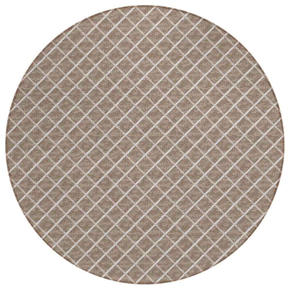 Indoor/Outdoor York YO1 Taupe Washable 6' x 6' Rug. Picture 1