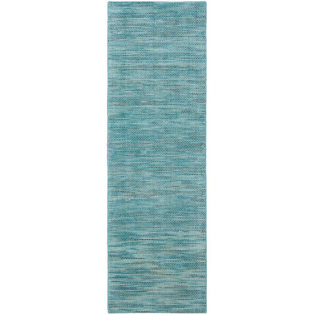 Zion ZN1 Teal 2'6" x 16' Runner Rug. Picture 1
