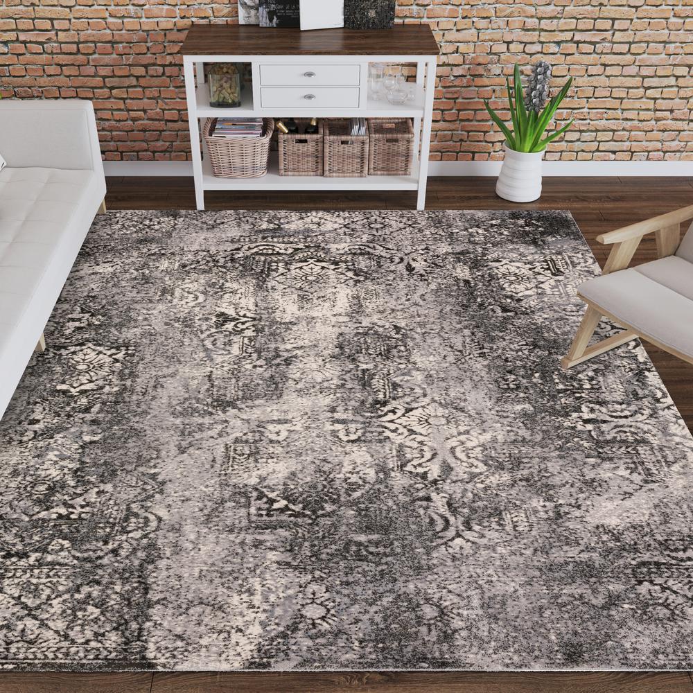Addison Dayton Transitional Erased Persian Grey 8’ x 10’ Area Rug. The main picture.