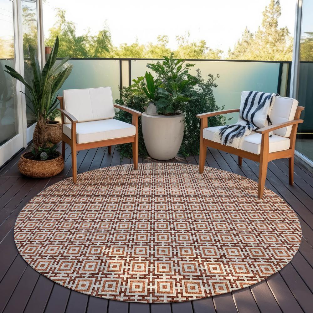 Indoor/Outdoor Marlo MO1 Paprika Washable 8' x 8' Rug. Picture 9
