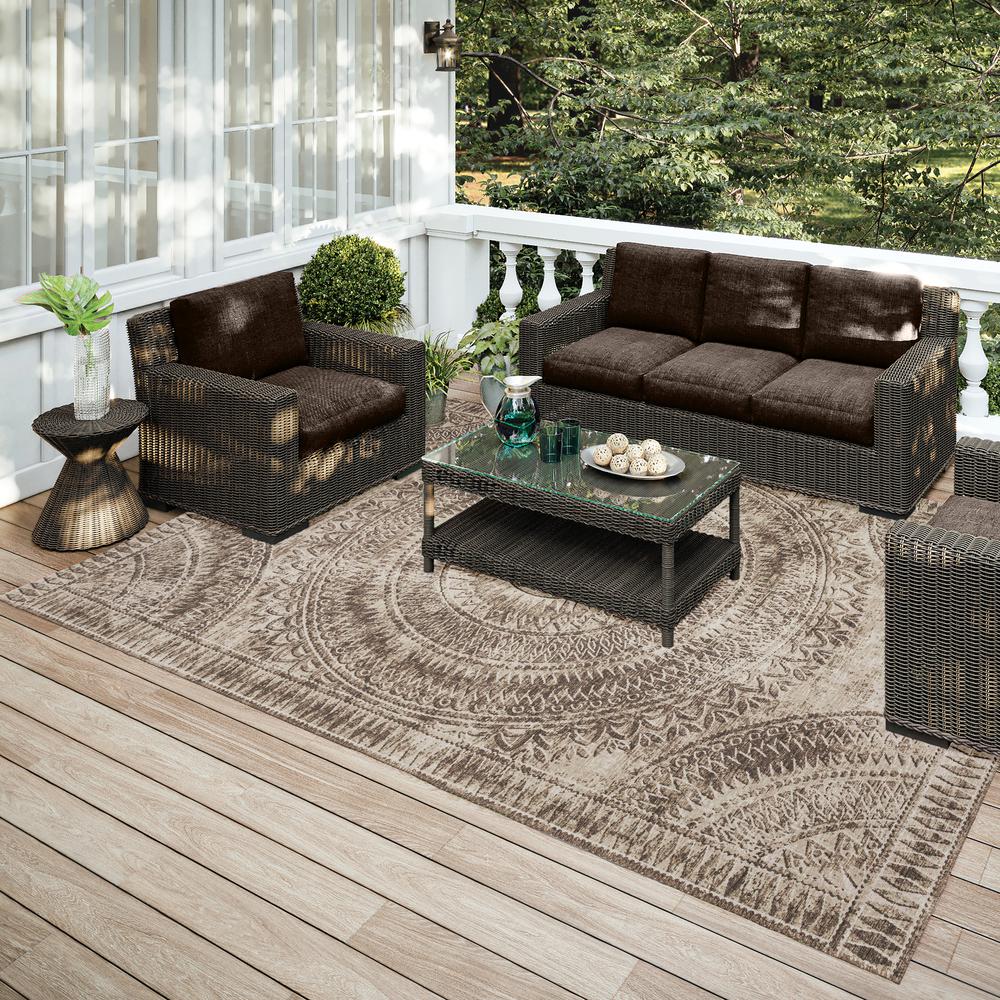 Indoor/Outdoor Sedona SN7 Taupe Washable 8' x 10' Rug. Picture 2