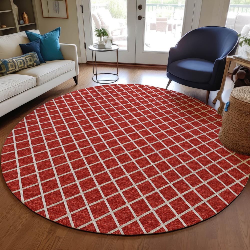 Indoor/Outdoor York YO1 Red Washable 8' x 8' Rug. Picture 6