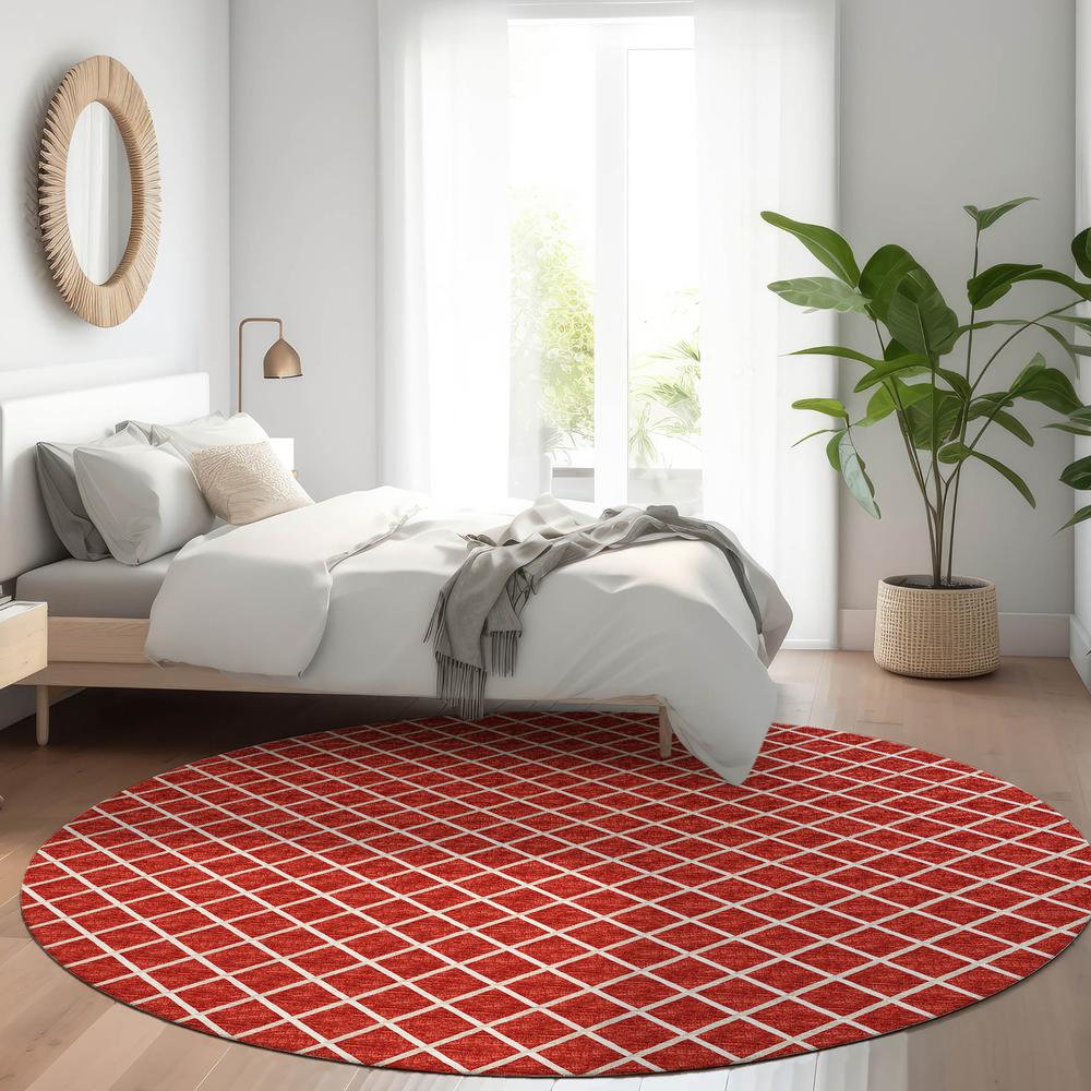 Indoor/Outdoor York YO1 Red Washable 8' x 8' Rug. Picture 7