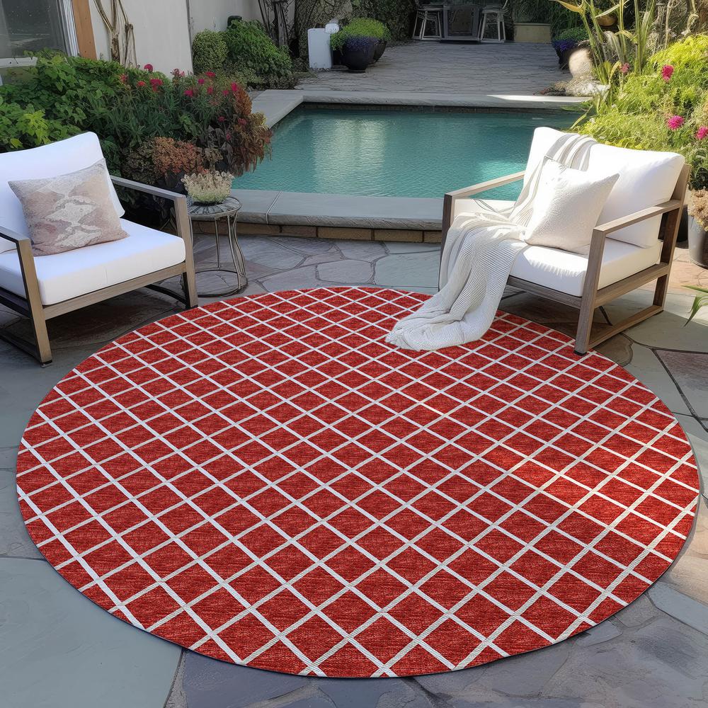 Indoor/Outdoor York YO1 Red Washable 8' x 8' Rug. Picture 8