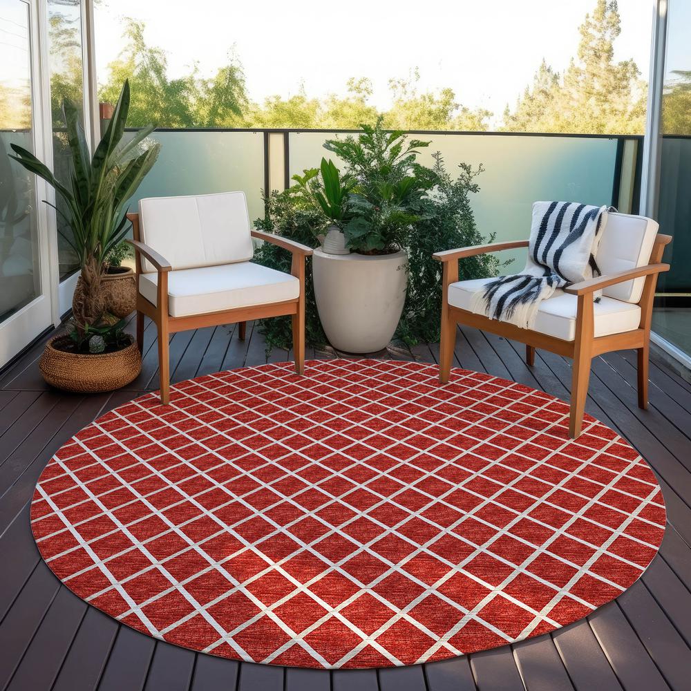 Indoor/Outdoor York YO1 Red Washable 8' x 8' Rug. Picture 9