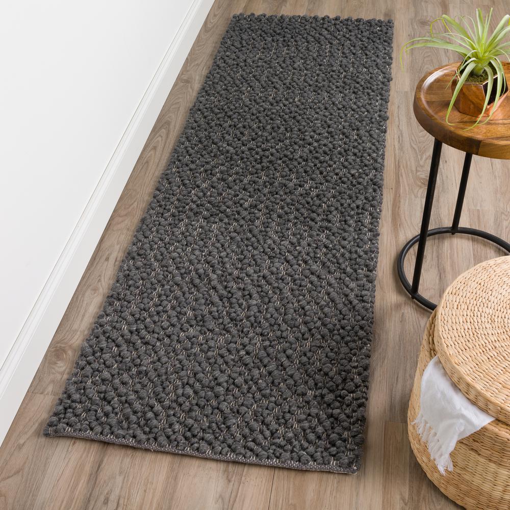Gorbea GR1 Charcoal 2'6" x 20' Runner Rug. Picture 2