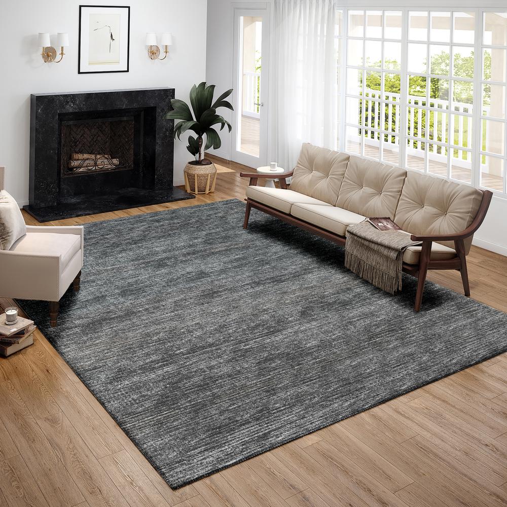 Marston Gray Transitional Striped 8' x 10' Area Rug Gray AMA31. Picture 1