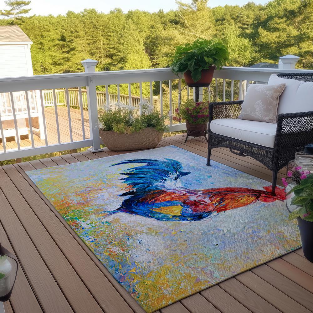 Indoor/Outdoor Kendall KE1 Multi Washable 9' x 12' Rug. Picture 7