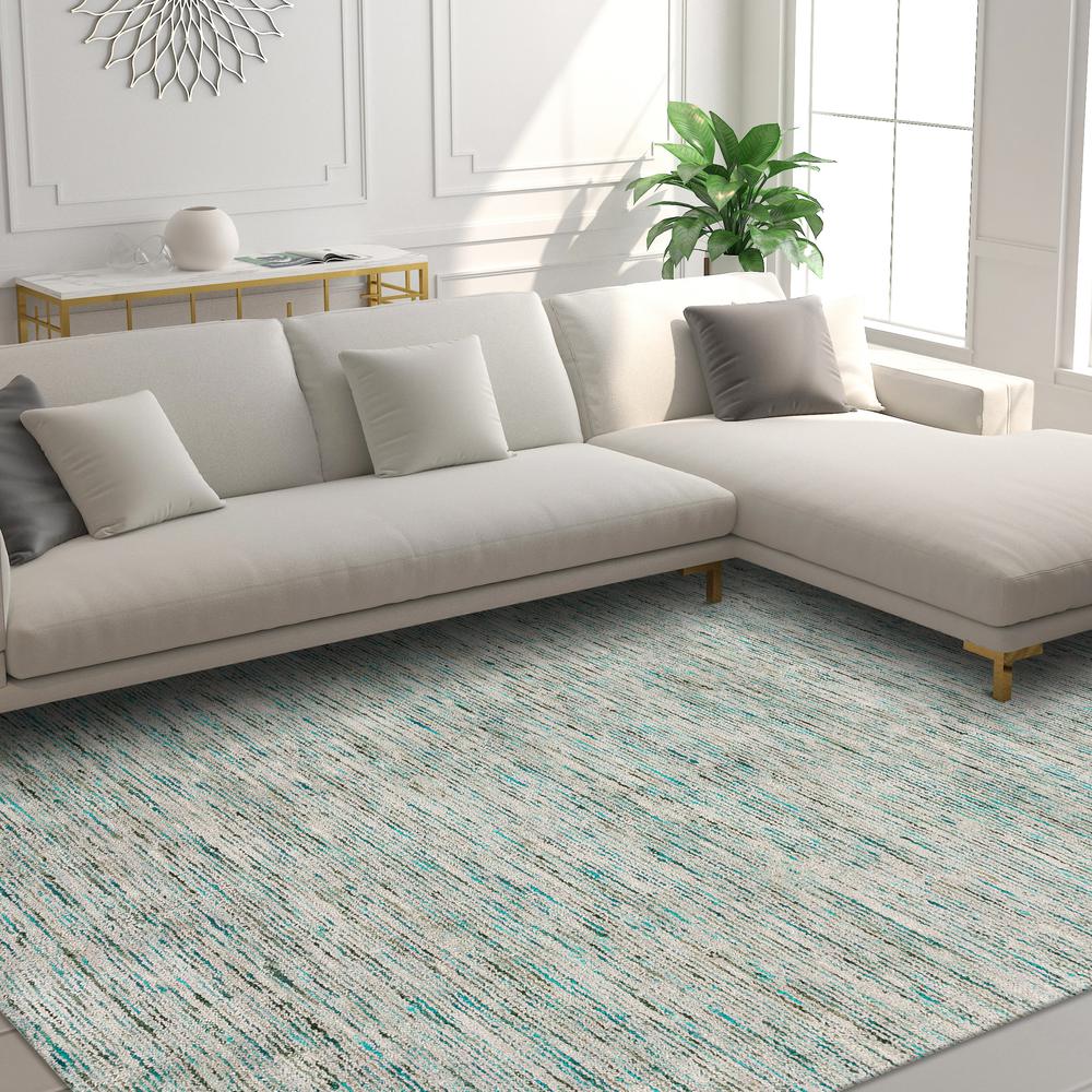 Addison Villager Active Solid Teal 9' x 13' Area Rug. Picture 1