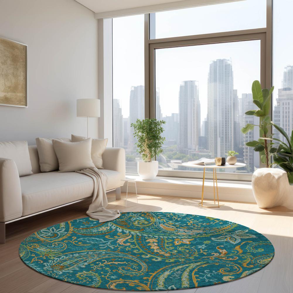 Chantille ACN533 Teal 8' x 8' Rug. Picture 6