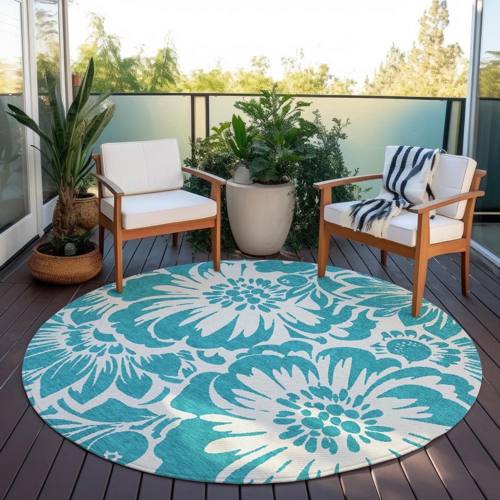 Chantille ACN551 Teal 8' x 8' Rug. Picture 7
