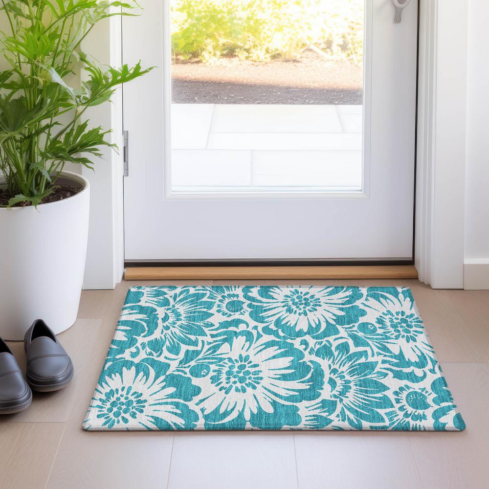 Chantille ACN551 Teal 1'8" x 2'6" Rug. Picture 6