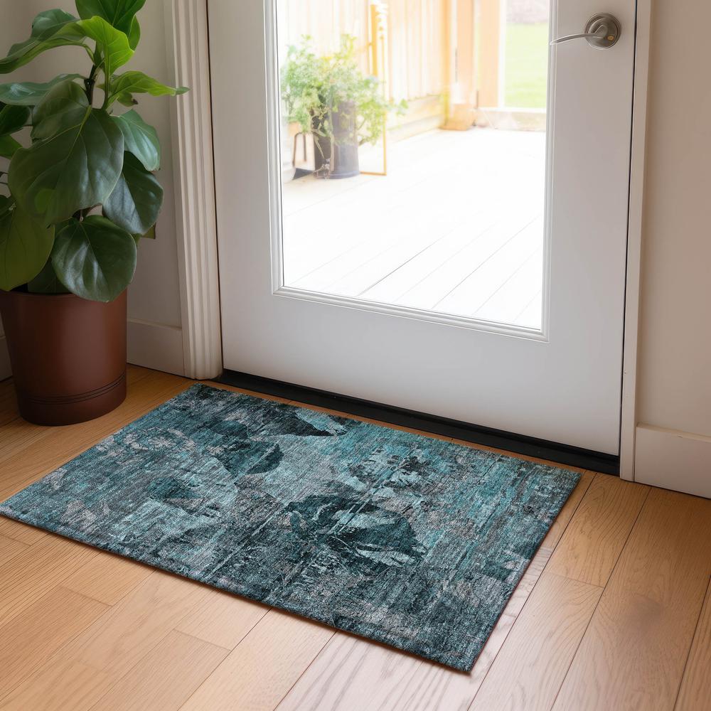 Chantille ACN555 Teal 1'8" x 2'6" Rug. Picture 6