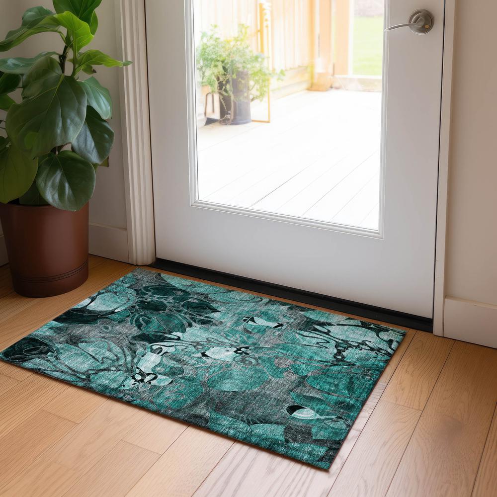Chantille ACN558 Teal 1'8" x 2'6" Rug. Picture 6