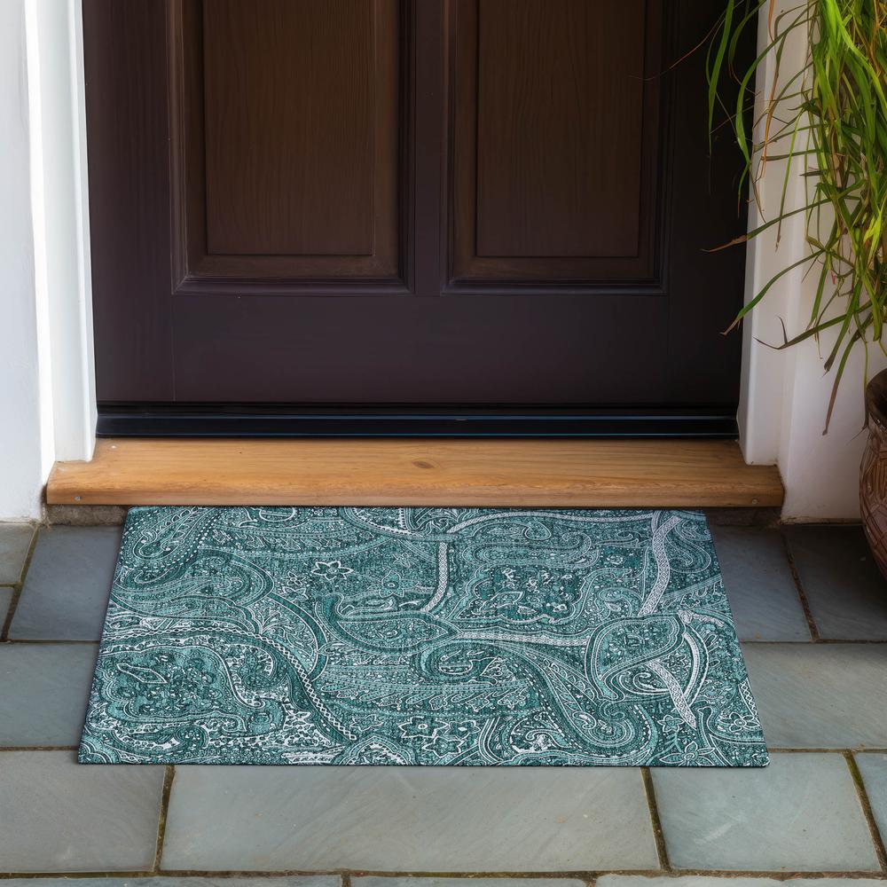 Chantille ACN623 Teal 1'8" x 2'6" Rug. Picture 7