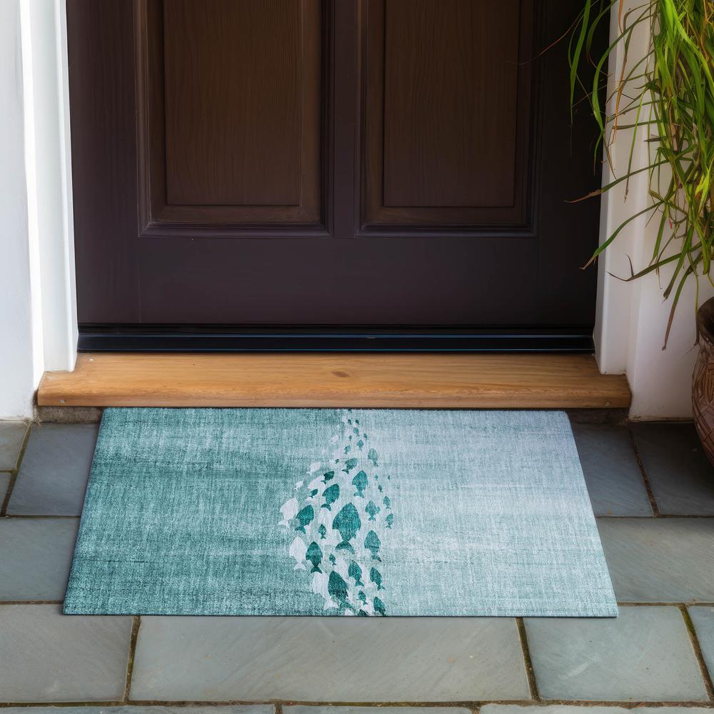 Chantille ACN627 Teal 1'8" x 2'6" Rug. Picture 7