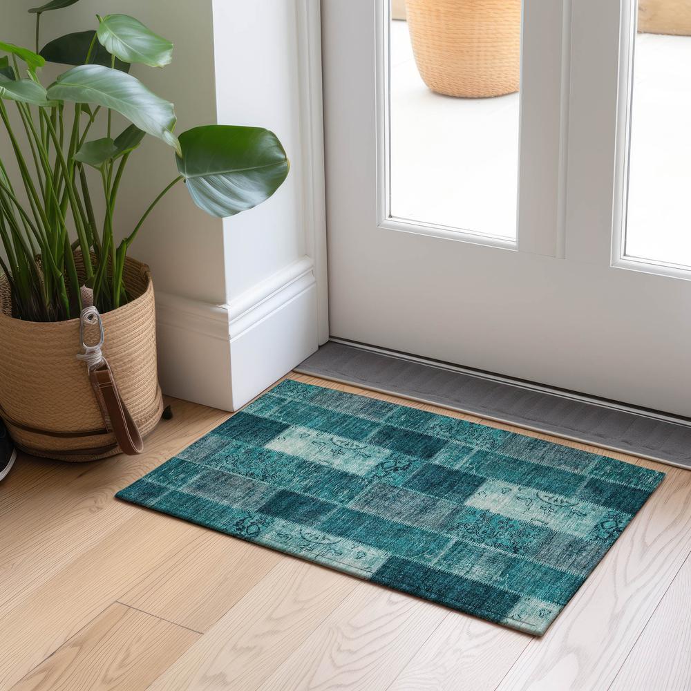 Chantille ACN631 Teal 1'8" x 2'6" Rug. Picture 6