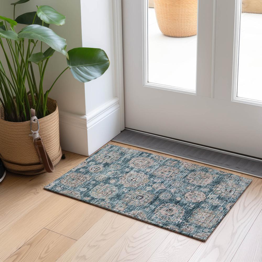 Chantille ACN634 Teal 1'8" x 2'6" Rug. Picture 6