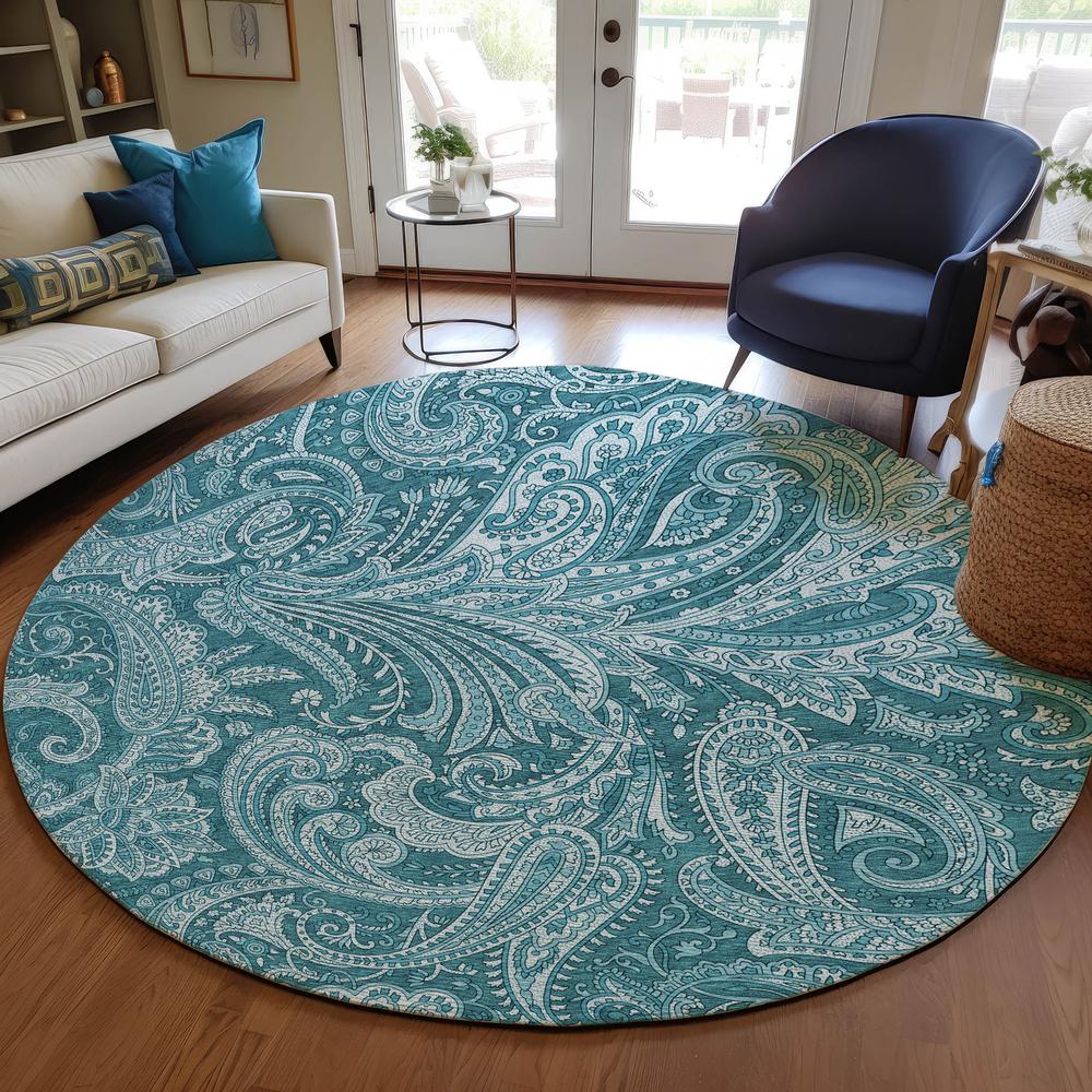 Chantille ACN654 Teal 8' x 8' Rug. Picture 6
