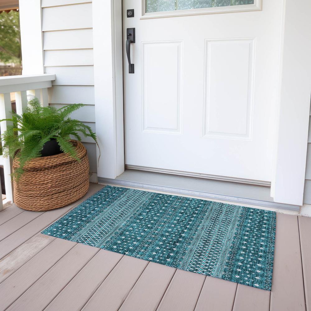 Chantille ACN708 Teal 1'8" x 2'6" Rug. Picture 7