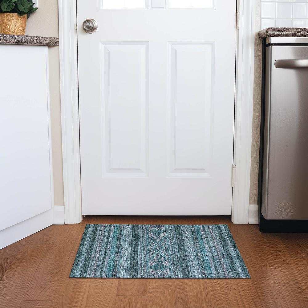Chantille ACN714 Teal 1'8" x 2'6" Rug. Picture 6
