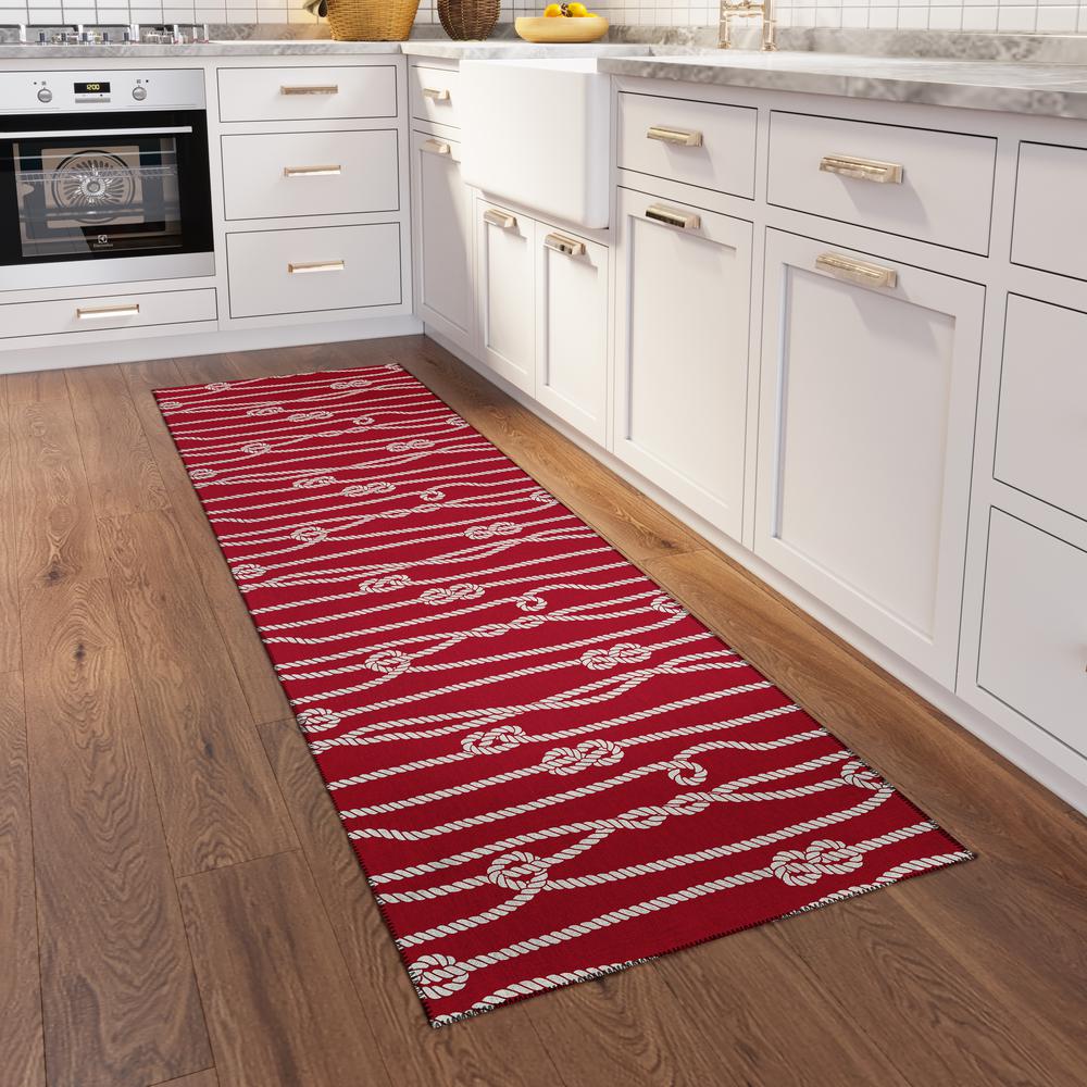 Indoor/Outdoor Harpswell AHP37 Ruby Washable 2'3" x 7'6" Runner Rug. Picture 2