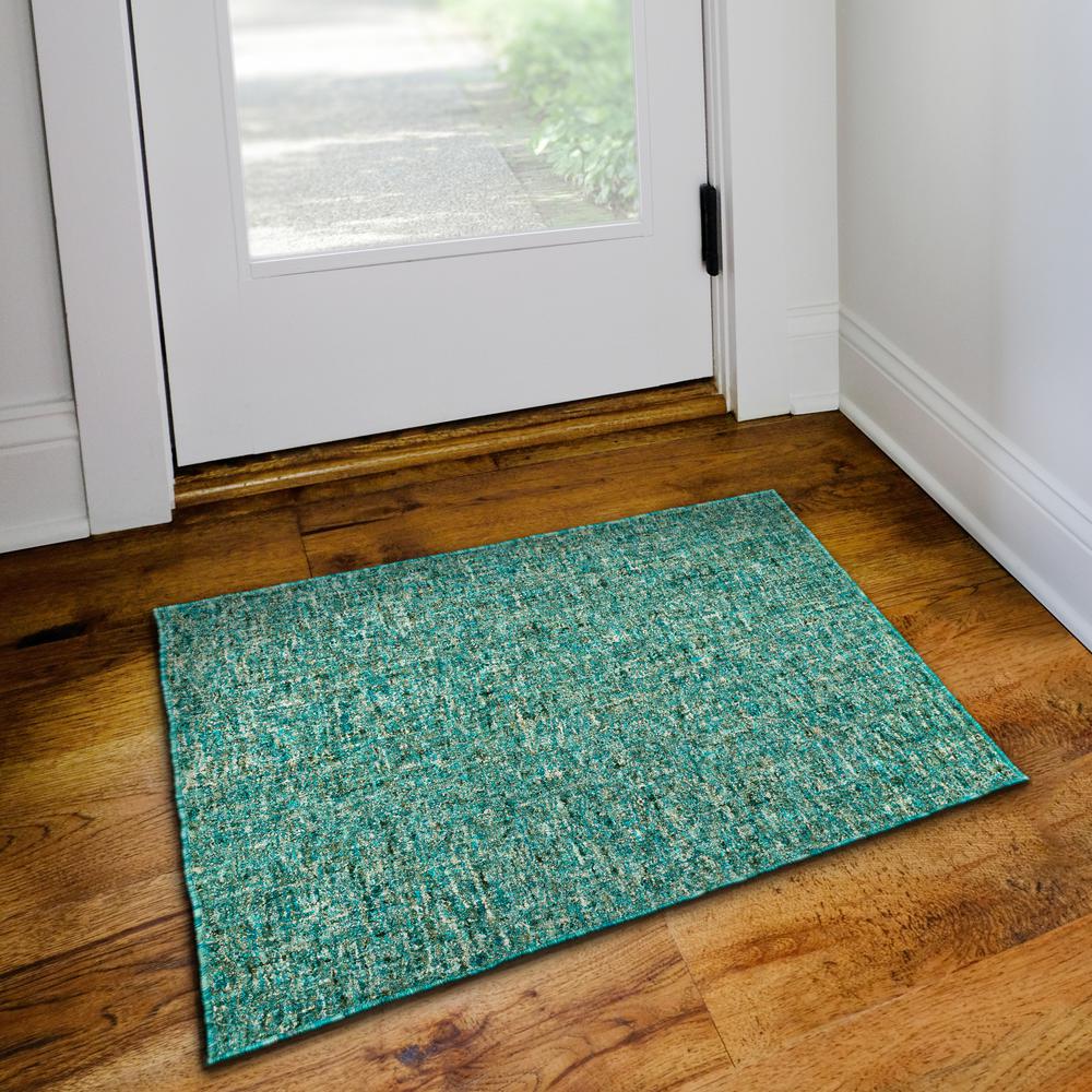 Addison Winslow Active Solid Peacock 2’ x 3’ Accent Rug. Picture 1
