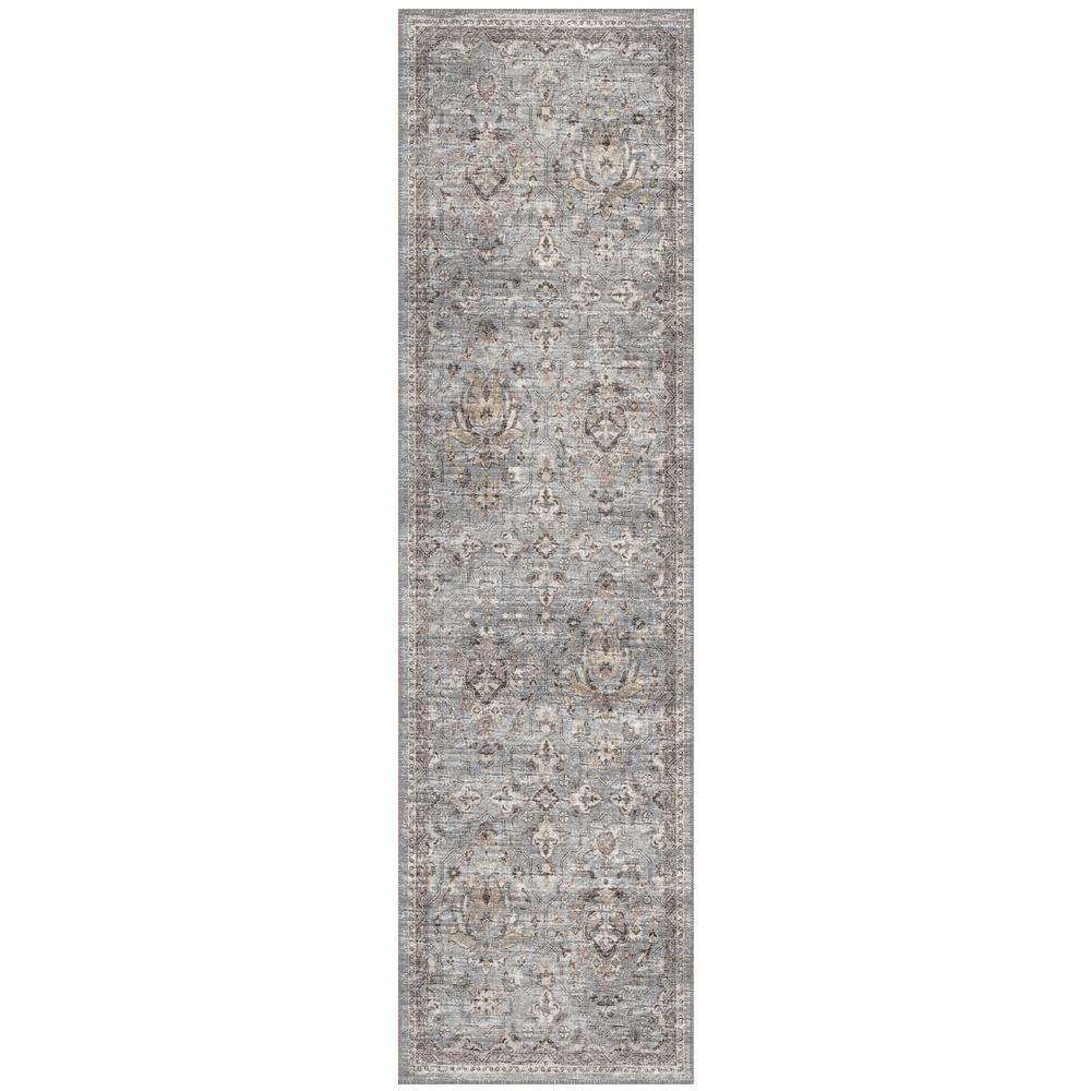 Indoor/Outdoor Marbella MB4 Silver Washable 2'3" x 7'6" Runner Rug. Picture 1