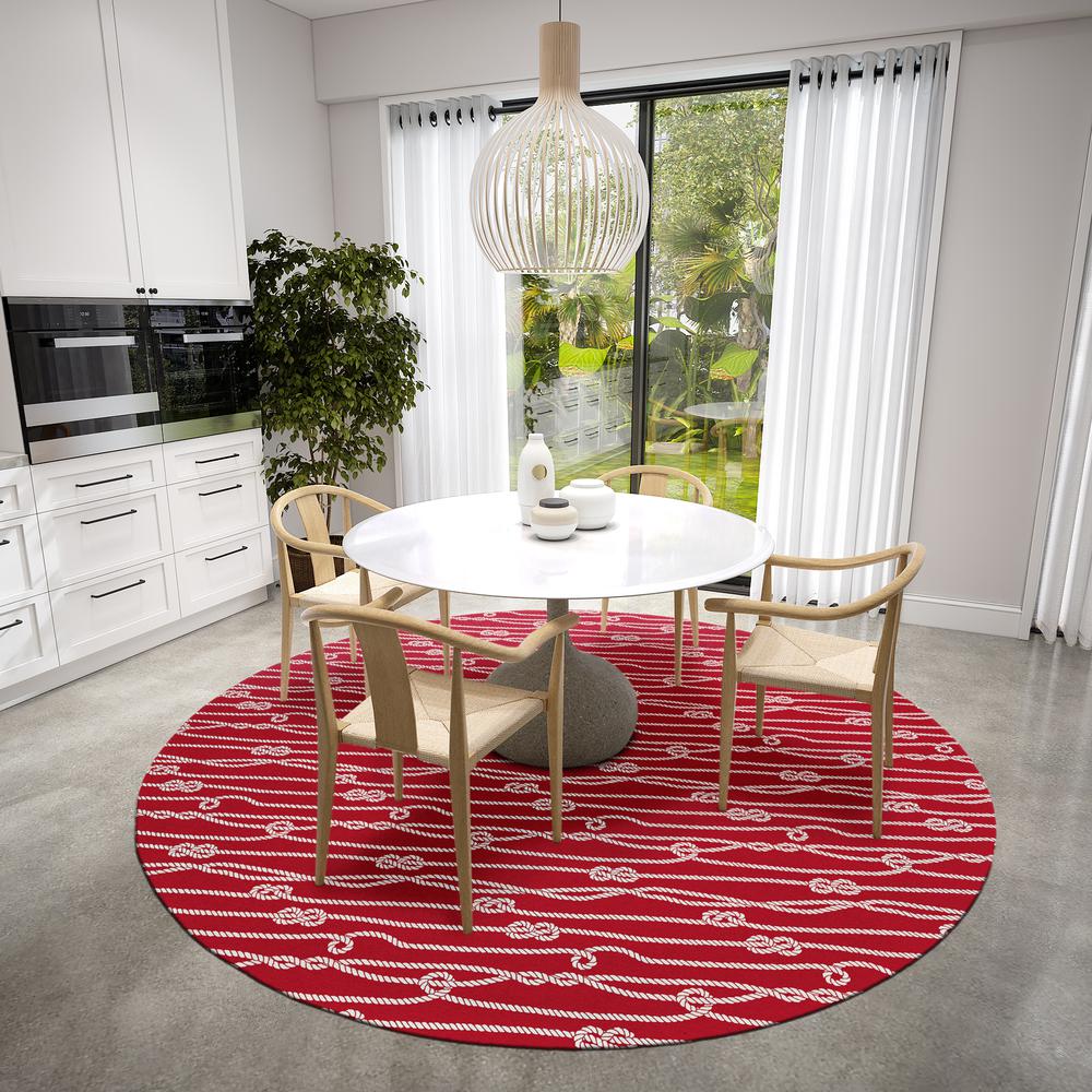 Indoor/Outdoor Harpswell AHP37 Ruby Washable 8' x 8' Round Rug. Picture 2