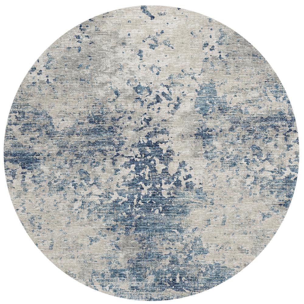 Indoor/Outdoor Accord AAC35 Blue Washable 8' x 8' Round Rug. Picture 1