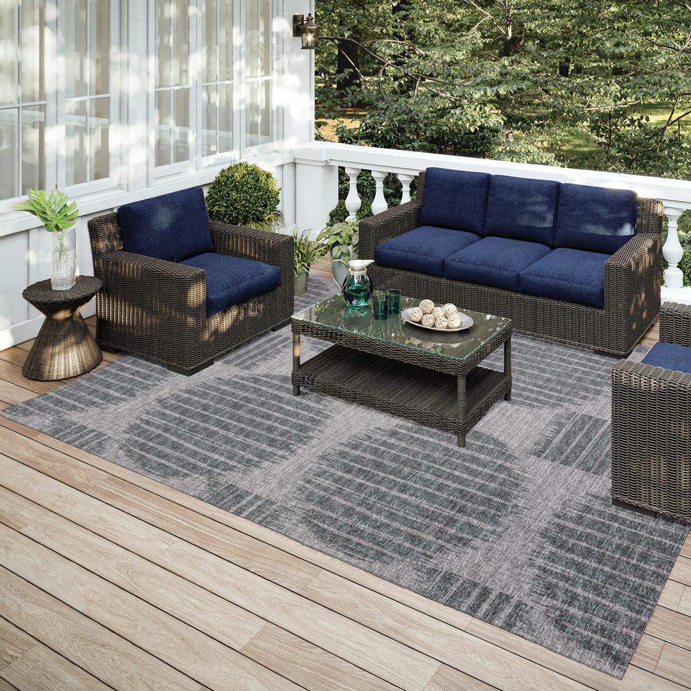 Indoor/Outdoor Sedona SN13 Pewter Washable 10' x 14' Rug. Picture 2