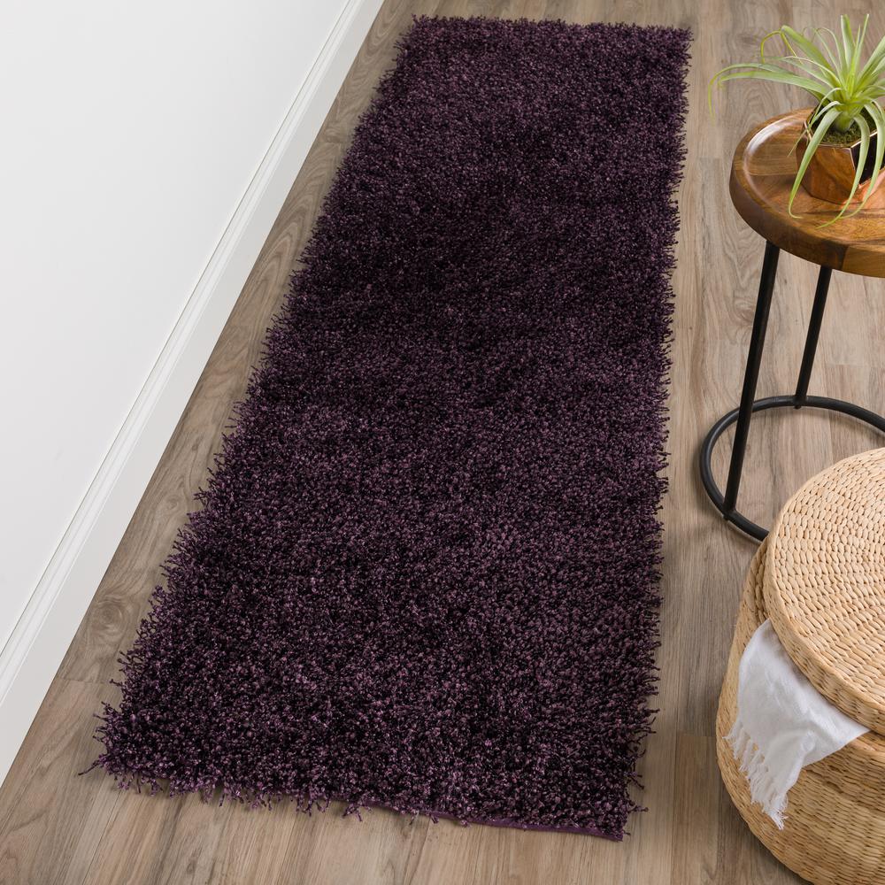 Addison Sommer Solid Amethyst Balloon Shag 2’3" x 7'6"  Runner Rug. The main picture.