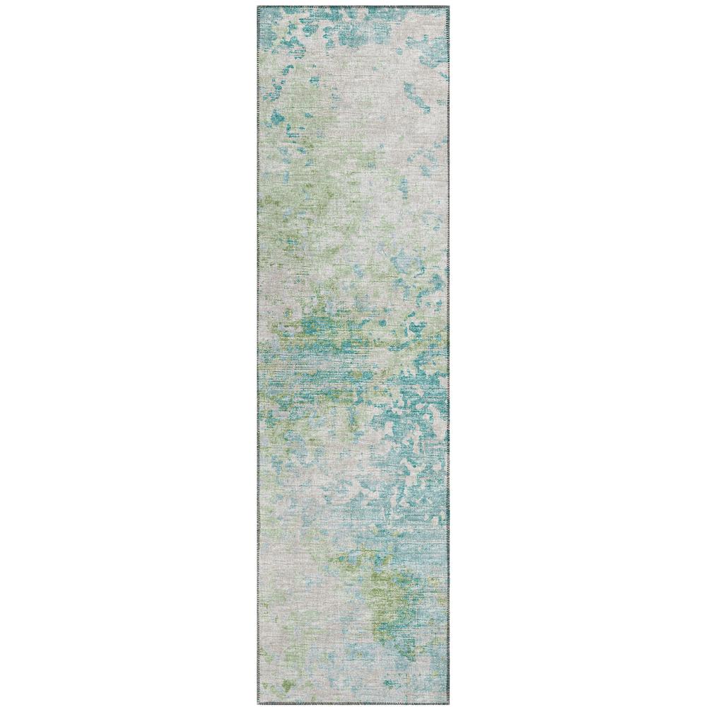 Indoor/Outdoor Accord AAC35 Green Washable 2'3" x 7'6" Runner Rug. Picture 1