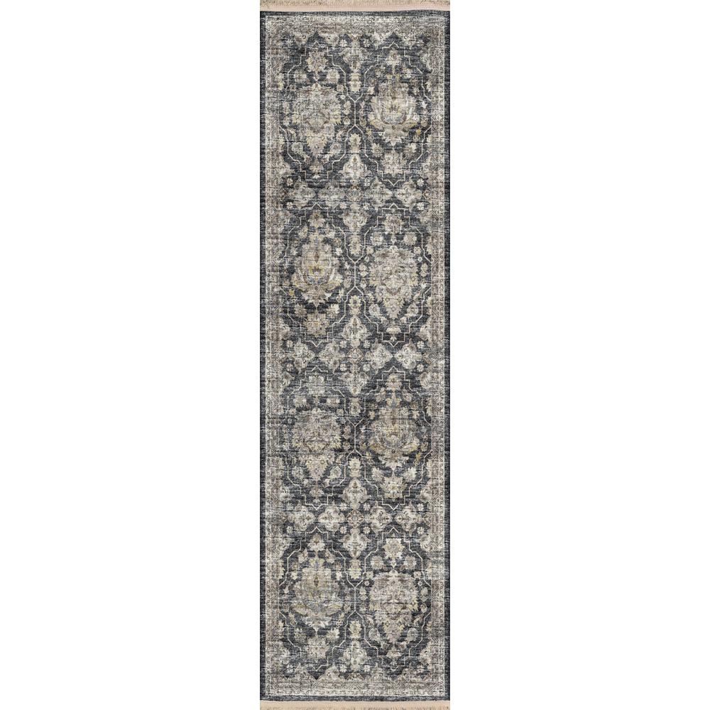 Indoor/Outdoor Marbella MB4 Charcoal Washable 2'3" x 10' Runner Rug. Picture 1