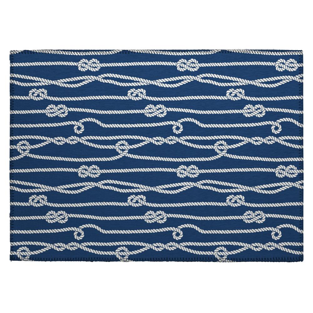 Indoor/Outdoor Harpswell AHP37 Blue Washable 1'8" x 2'6" Rug. Picture 1