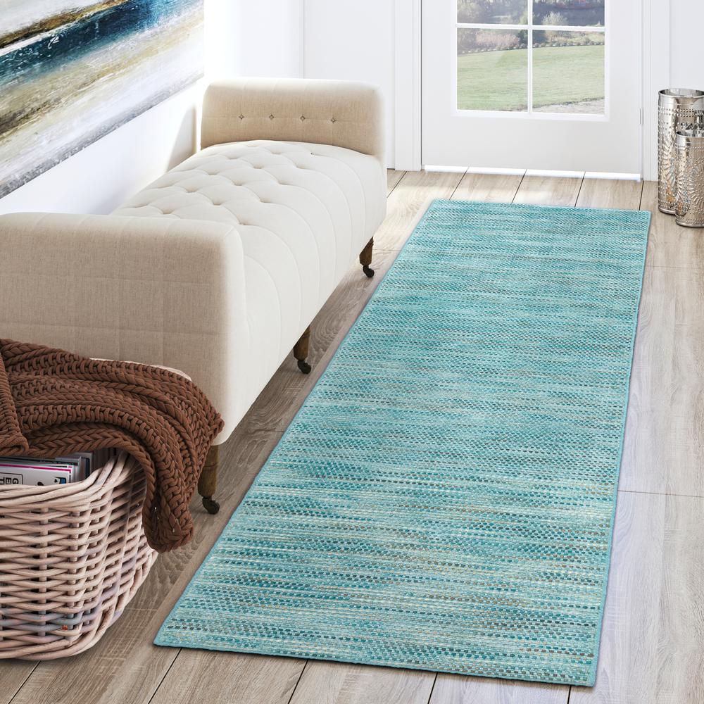 Zion ZN1 Teal 2'3" x 7'6" Runner Rug. Picture 2