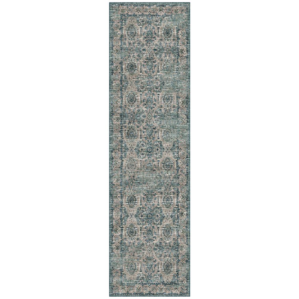 Indoor/Outdoor Marbella MB5 Mineral Blue Washable 2'3" x 7'6" Runner Rug. Picture 1