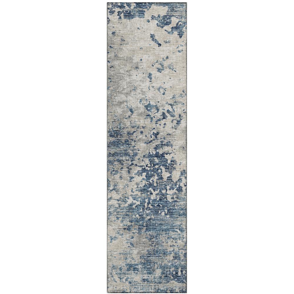 Indoor/Outdoor Accord AAC35 Blue Washable 2'3" x 7'6" Runner Rug. Picture 1